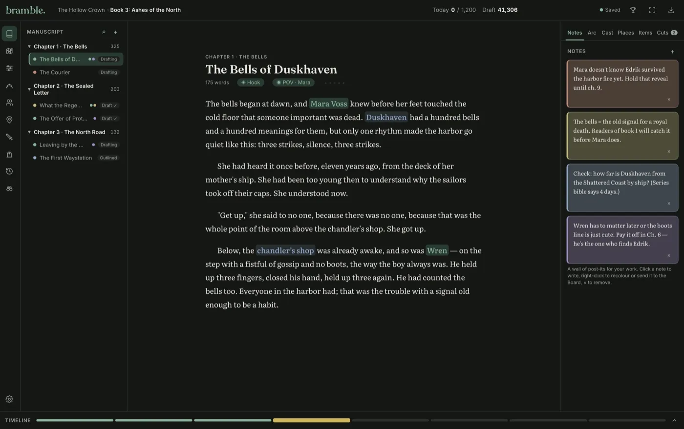 The Dark desk theme in Bramble