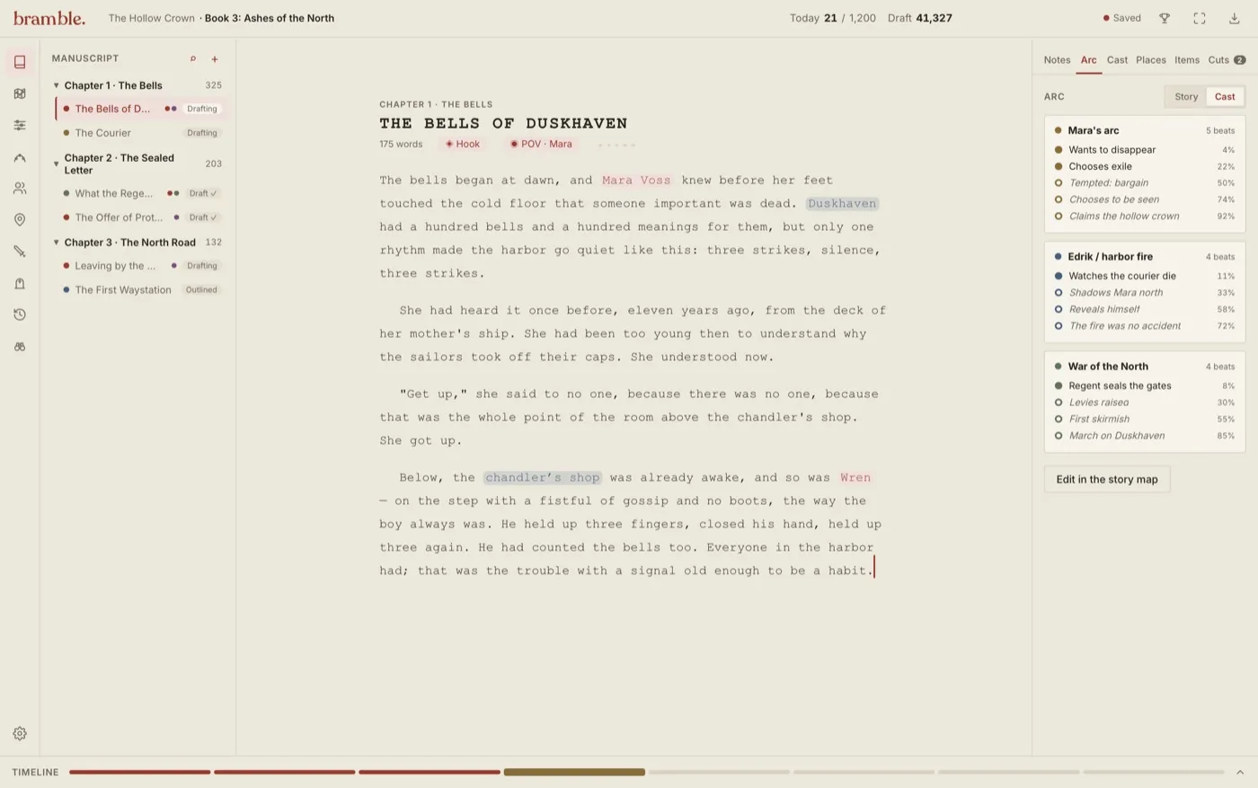 The Great American Novel desk theme in Bramble