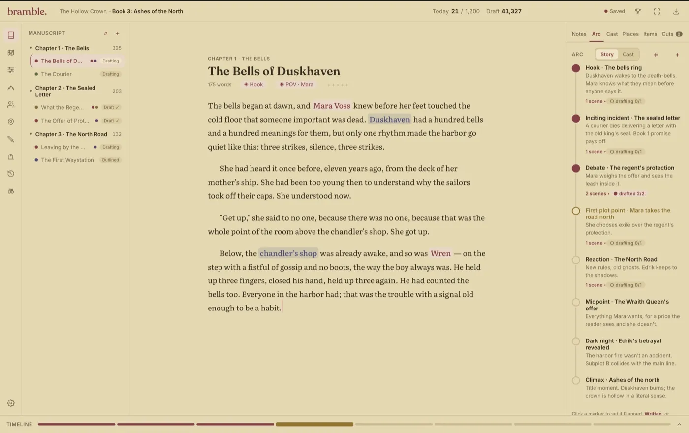 The Romantasy desk theme in Bramble
